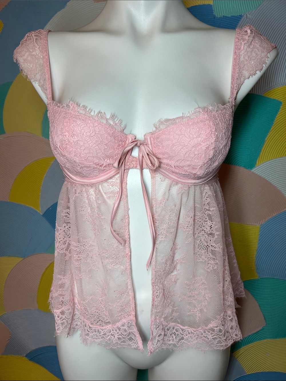 NWT Victoria’s Secret Delicate Pink Lace Babydoll Chemise sz S